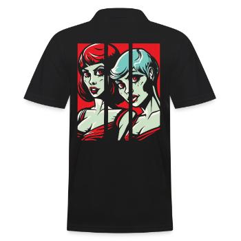 Portrait de bande dessinée de belles copines - Polo Homme - noir - Dos - Kai (181cm)