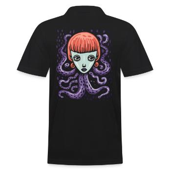 Is this art, the octopus girl - Men's Polo Shirt - black - Back - Kai (181cm)