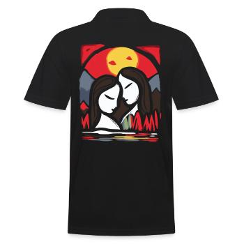 Ist das Kunst, zwei knallige Farben Liebhaber - Männer Poloshirt - Schwarz - Hinten - Kai (181cm)