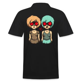 Japan Anime Manga Cartoon Mädchen - Männer Poloshirt - Schwarz - Hinten - Kai (181cm)