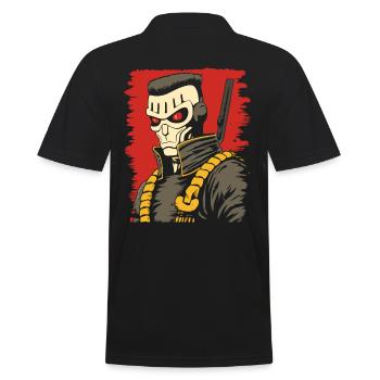 Cartoon Cyborg Roboter - Männer Poloshirt - Schwarz - Hinten - Kai (181cm)