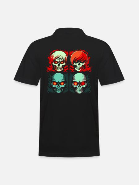 Cartoon Skull Brothers - Men's Polo Shirt - black