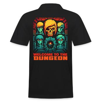 Welcome to the dungeon with skull and friends - Men's Polo Shirt - black - Back - Kai (181cm)