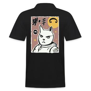 A vintage cartoon space kitten - Men's Polo Shirt - black - Back - Kai (181cm)