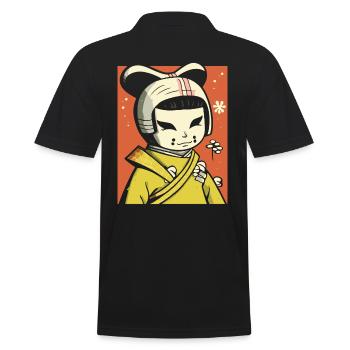 Manga Anime Cartoon : Geisha inhabituelle - Polo Homme - noir - Dos - Kai (181cm)