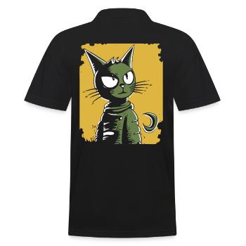 Chat de dessin animé rétro vintage - Polo Homme - noir - Dos - Kai (181cm)
