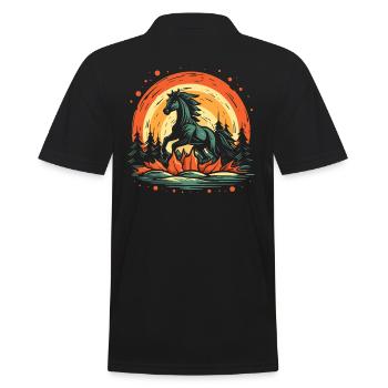 In the middle of nature there is a wild horse - Men's Polo Shirt - black - Back - Kai (181cm)