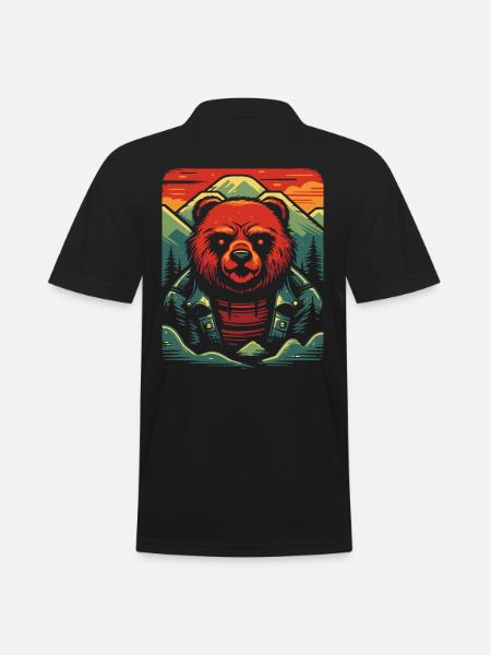 Bears Nature with Bear - Men's Polo Shirt - black