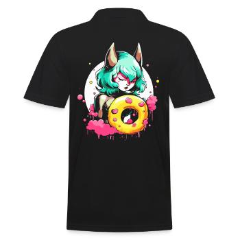 Die die Teufelin des glasierten Donuts - Männer Poloshirt - Schwarz - Hinten - Kai (181cm)