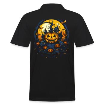 The Haunted House of the Pumpkin: Halloween - Men's Polo Shirt - black - Back - Kai (181cm)