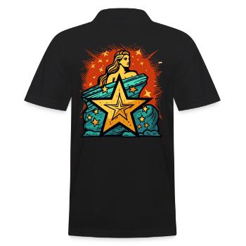 Göttin der Gerechtigkeit Sterne: Ikonische Frau - Männer Poloshirt - Schwarz - Hinten - Kai (181cm)