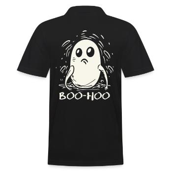 The Disappointed, Sad-Funny Little Ghost - Men's Polo Shirt - black - Back - Kai (181cm)