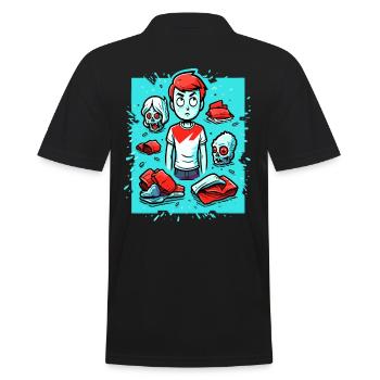 Cartoon-Überraschung: Pack deine Taschen, Junge - Männer Poloshirt - Schwarz - Hinten - Kai (181cm)