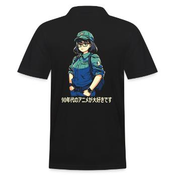 Ich liebe 90er Anime - Männer Poloshirt - Schwarz - Hinten - Kai (181cm)