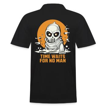 Time waits for no one, a ghost - Men's Polo Shirt - black - Back - Kai (181cm)