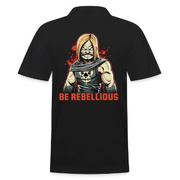 Sei rebellisch wie ein Rocker-Motorradfahrer - Männer Poloshirt - Schwarz - Hinten - Kai (181cm)