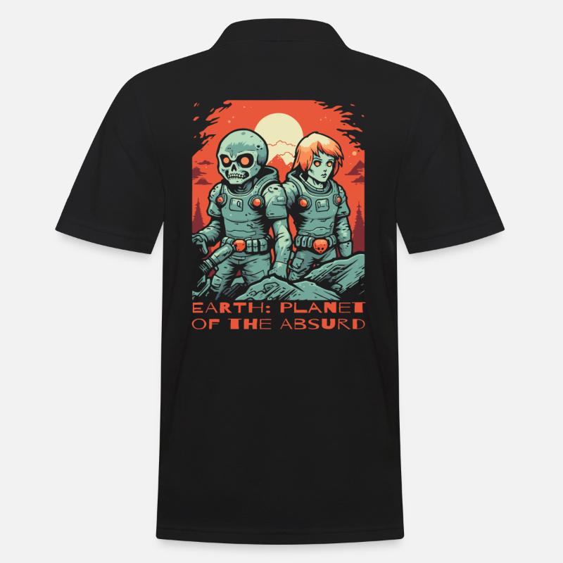 Erde, Planet des Absurden - Männer Poloshirt - Schwarz