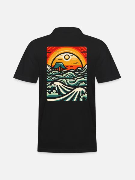 Holzschnitt Natur - Männer Poloshirt - Schwarz