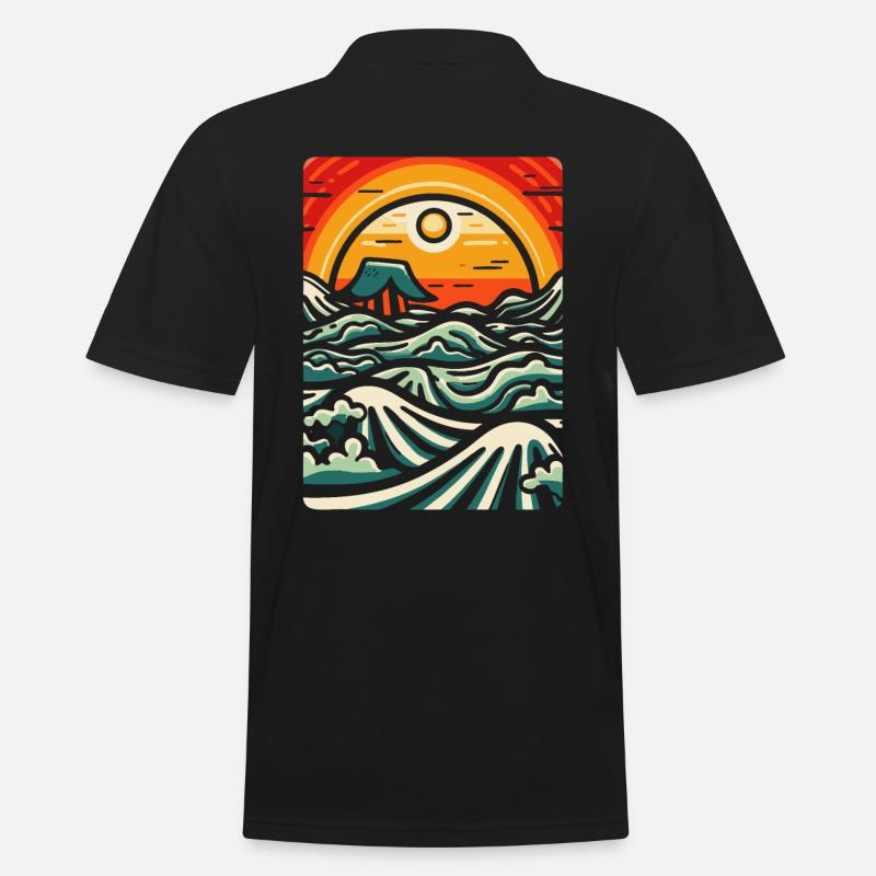 Holzschnitt Natur - Männer Poloshirt - Schwarz