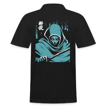 Japanese Horror Ghost - Men's Polo Shirt - black - Back - Kai (181cm)