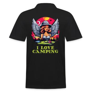 I love camping with nice girls - Men's Polo Shirt - black - Back - Kai (181cm)