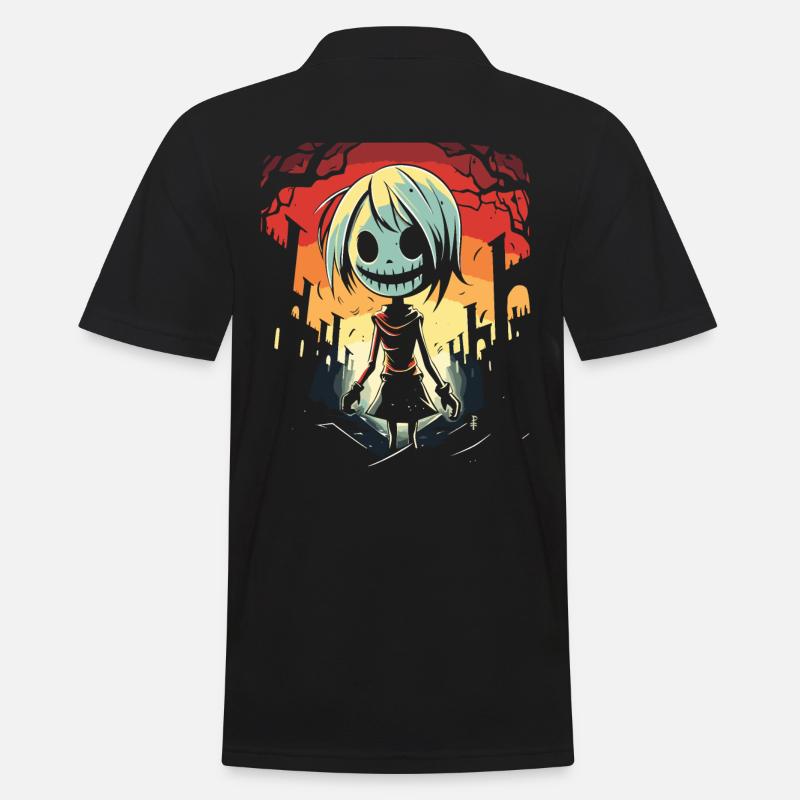 Ragazza zombie anime giapponese di notte - Polo da uomo - nero