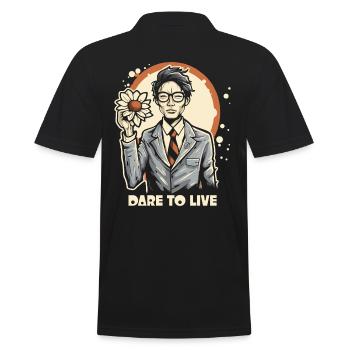 Homme japonais asiatique avec fleur et amour - Polo Homme - noir - Dos - Kai (181cm)