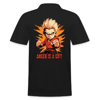 Little angry martial arts boy fights back - Men's Polo Shirt - black - Back - Kai (181cm)