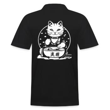 Japanese Rice Bowl Cat in Japan - Men's Polo Shirt - black - Back - Kai (181cm)