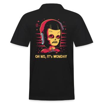 Oh no, it's Monday: office work - Men's Polo Shirt - black - Back - Kai (181cm)