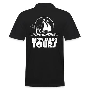Glücklicher Matrosen-Touren auf dem Schiff - Männer Poloshirt - Schwarz - Hinten - Kai (181cm)