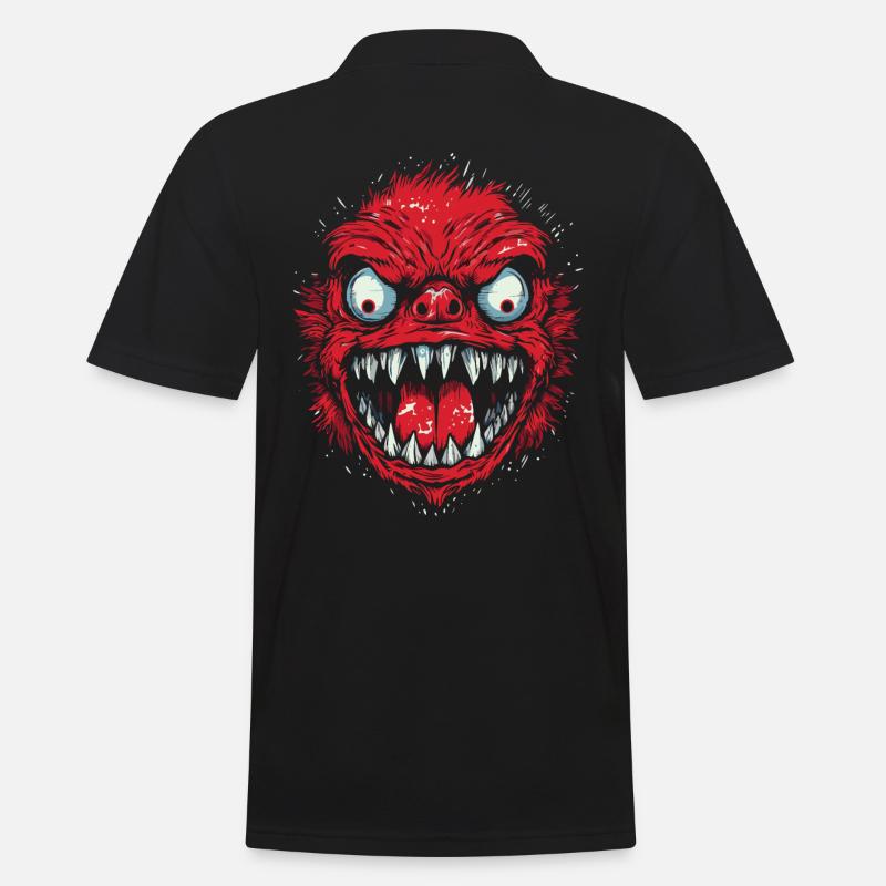 Wütendes rotes Monster - Männer Poloshirt - Schwarz