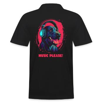 Music please, headphones and dog - Men's Polo Shirt - black - Back - Kai (181cm)