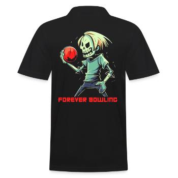 Funny Zombie Bowler, Bowling Forever - Men's Polo Shirt - black - Back - Kai (181cm)
