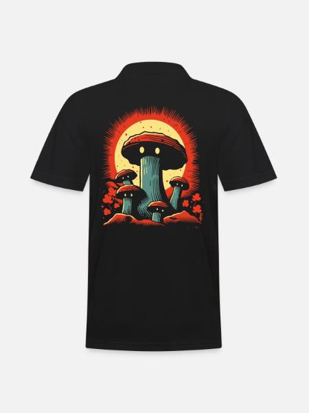 Spooky Cartoon Mushrooms - Men's Polo Shirt - black