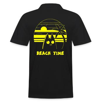Palm Trees Beach Time Cat - Men's Polo Shirt - black - Back - Kai (181cm)