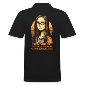Modern Mona: Nerdy Science Lisa - Men's Polo Shirt - black - Back - Kai (181cm)