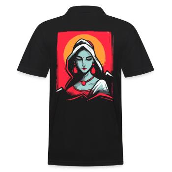 Traditionelle indische Frau - Männer Poloshirt - Schwarz - Hinten - Kai (181cm)