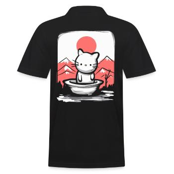 Japan under red sun, is a cute cat - Men's Polo Shirt - black - Back - Kai (181cm)