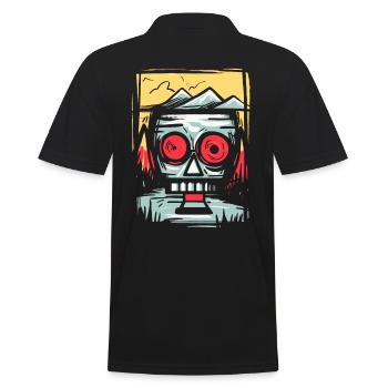 Verrückter Lustiger Natur Roboter - Männer Poloshirt - Schwarz - Hinten - Kai (181cm)