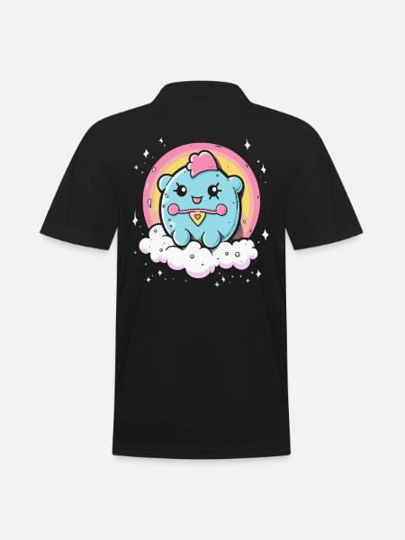 Niedliches Ding mit Regenbogen - Männer Poloshirt - Schwarz