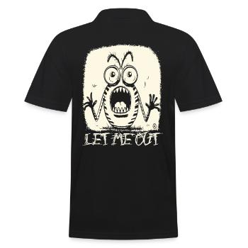 Ein Cartoon-Insekt schreit: Lass mich raus! - Männer Poloshirt - Schwarz - Hinten - Kai (181cm)