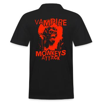 Vampir Affen Angriff - Männer Poloshirt - Schwarz - Hinten - Kai (181cm)