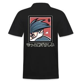 Anime Tarot: もっと恥ずかしい, der Peinliche - Männer Poloshirt - Schwarz - Hinten - Kai (181cm)
