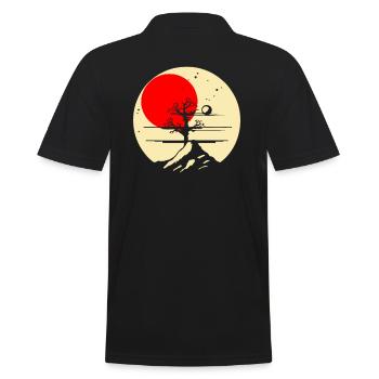 Japanese Red Sun: Horror Tree - Men's Polo Shirt - black - Back - Kai (181cm)