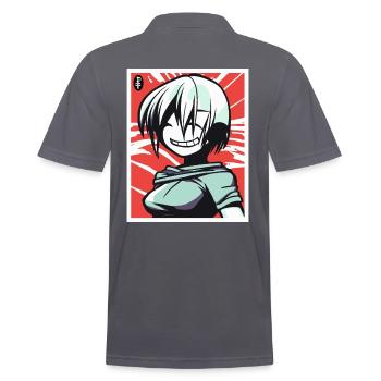 This anime girl is so dense and heavy - Men's Polo Shirt - charcoal grey - Back - Nico (186cm)
