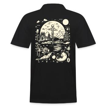 Squelette ludique et folie abstraite de la nature - Polo Homme - noir - Dos - Kai (181cm)