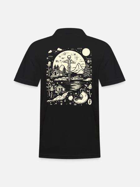 Skeleton-Nature-Abstract-Crazy Drawing - Men's Polo Shirt - black