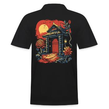 Asiatique Japonais Cartoon Floral Gate Hut - Polo Homme - noir - Dos - Kai (181cm)