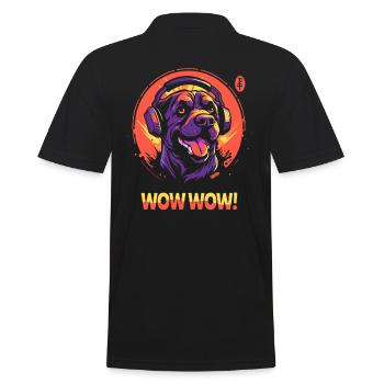 Wow Wow Musik mit Kopfhörer-Hund - Männer Poloshirt - Schwarz - Hinten - Kai (181cm)